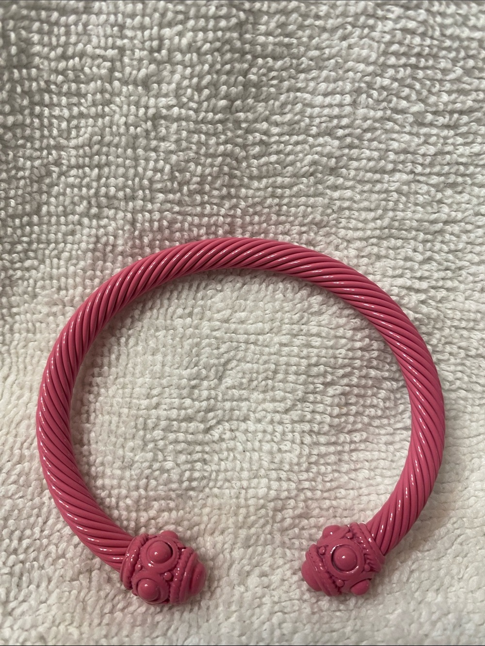 Pink Twisted Cable Open Bangle Bracelet - Picture 1 of 2